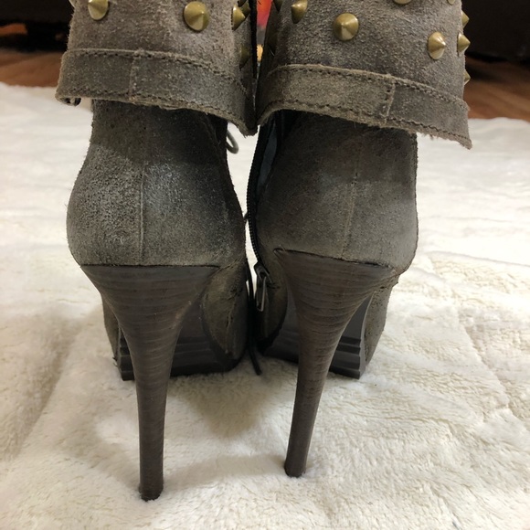 Fergie Battle High Heel Boots Brown Grey Tan - Picture 5 of 8